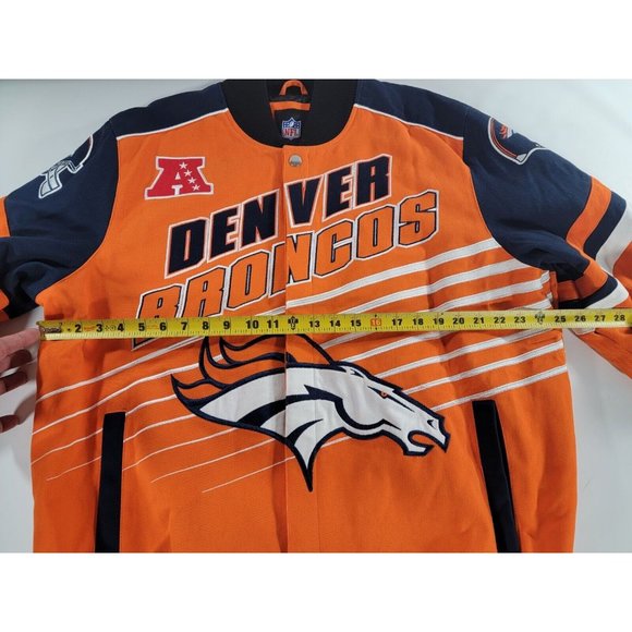 New! NFL Denver Broncos Embroidered Cotton Canvas Varsity Jacket Coat Men Sz XL - Picture 11 of 12